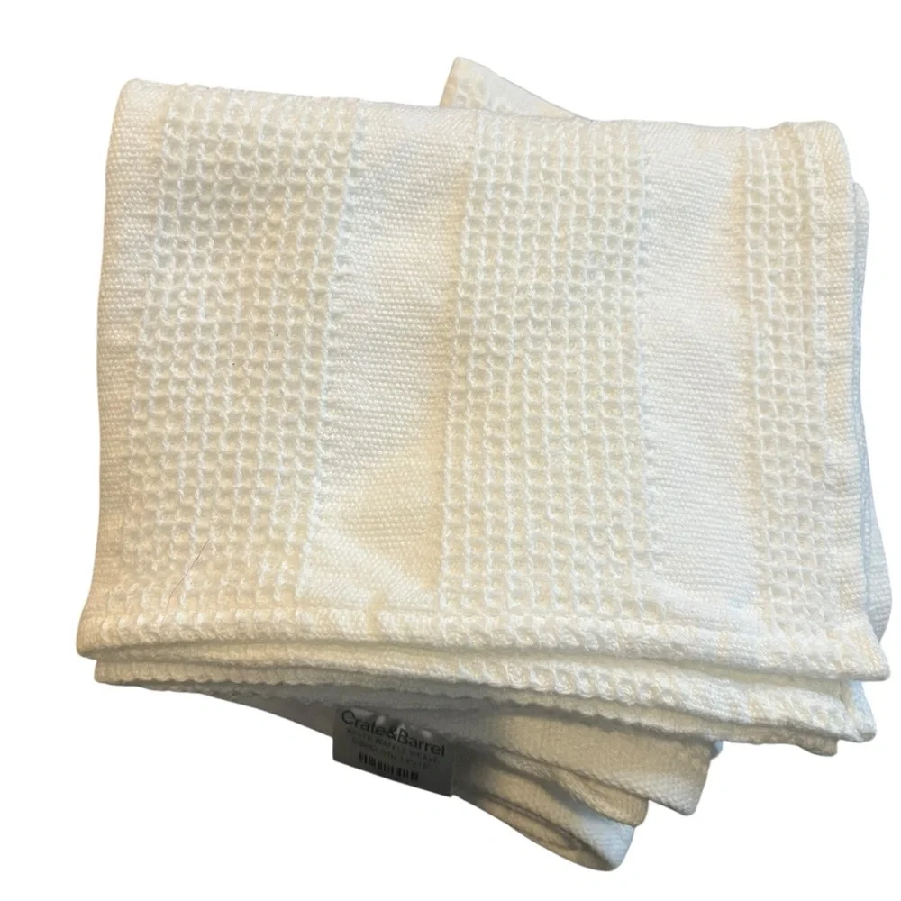 Crate And Barrel White Waffle Weave Dishcloth 14”x15” Set Of 4